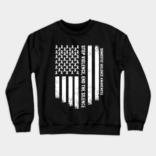 Domestic Violence Awareness USA American Flag Crewneck Sweatshirt